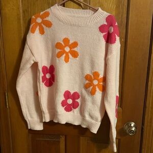Floral Patterned Pink Sweater